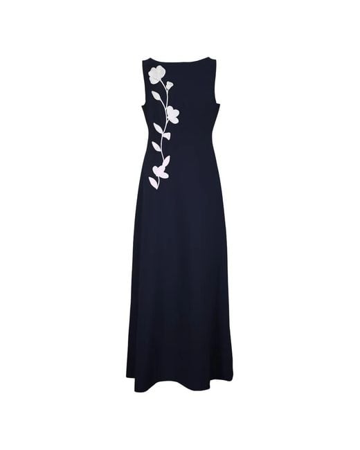 Sachin & Babi Blue Floral-Appliqué Sleeveless Maxi Dress