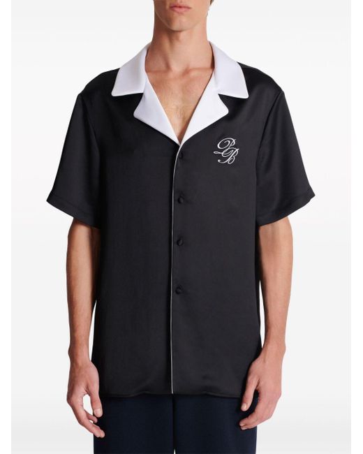 Balmain Black Pb Signature Satin Shirt for men