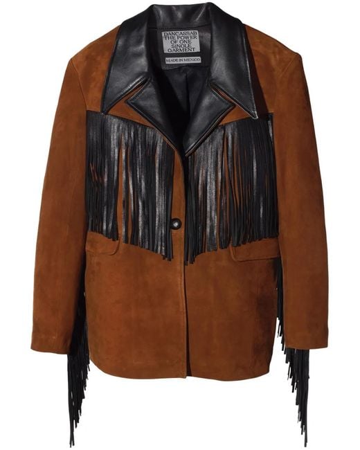 Dan Cassab Brown Patsy Fringe-Trim Suede Jacket