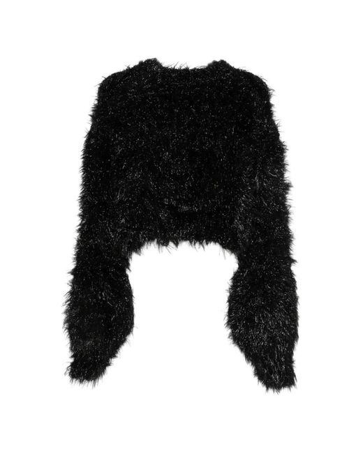 Junya Watanabe Black Metallic-Effect Cropped Sweater