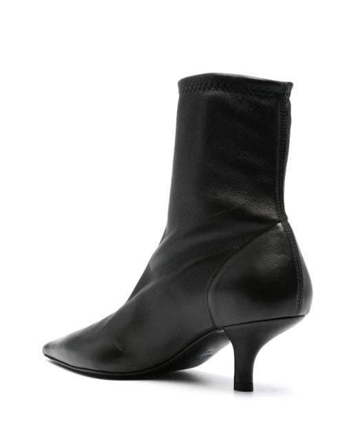 Totême Black Nappa Heeled Sock Boots