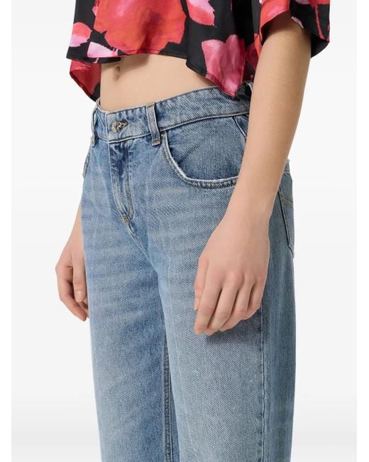 Blumarine Blue Whisker-Effect Jeans
