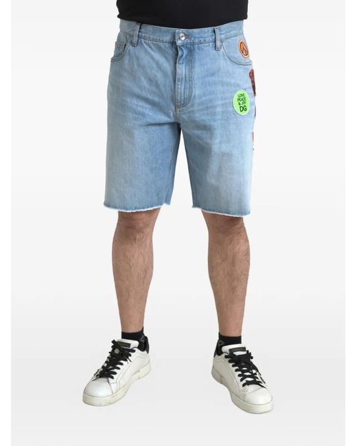 Short À Design Patchwork Dolce & Gabbana pour homme en coloris Blue