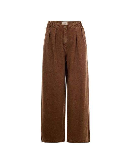 Sessun Brown Pantalon Ample Plissé