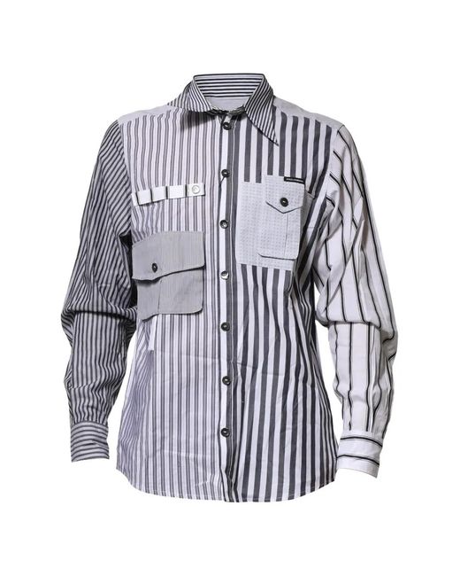 Dolce & Gabbana Gestreept Overhemd Met Patchwork in het White voor heren