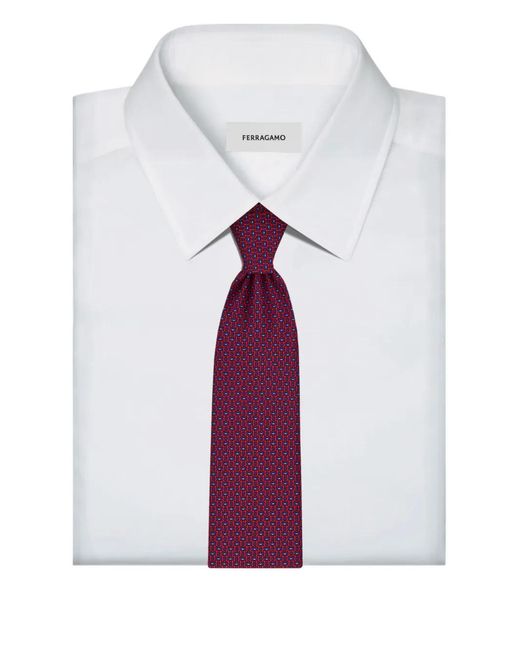 Ferragamo Purple Gancini-Patterned Silk Tie for men