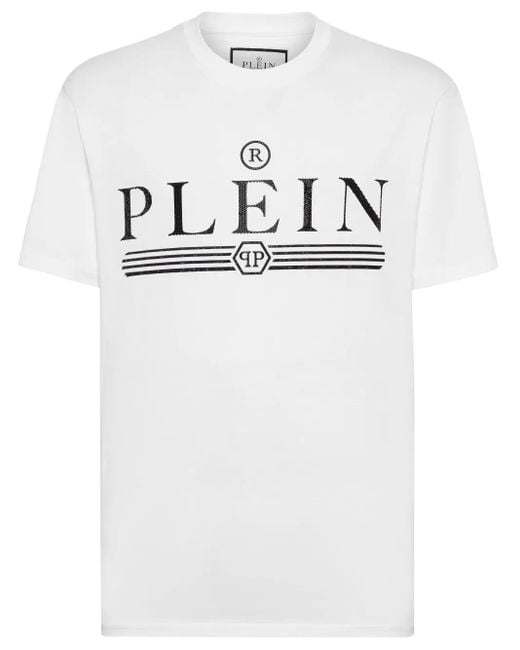 Philipp Plein White Logo-Embellished Cotton T-Shirt for men