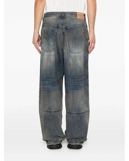 Balenciaga Gray Faded-Effect Wide-Leg Jeans for men