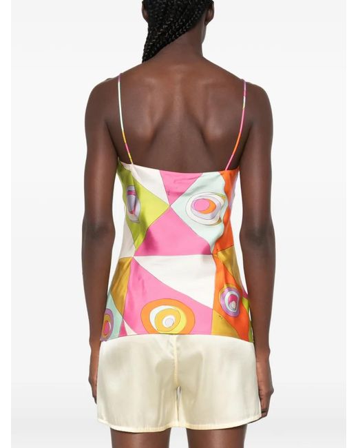 Emilio Pucci Pink V-Neck Mini Top With Thin Straps