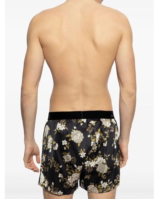 Boxers De Mezcla De Seda Floral Tom Ford de hombre de color Black