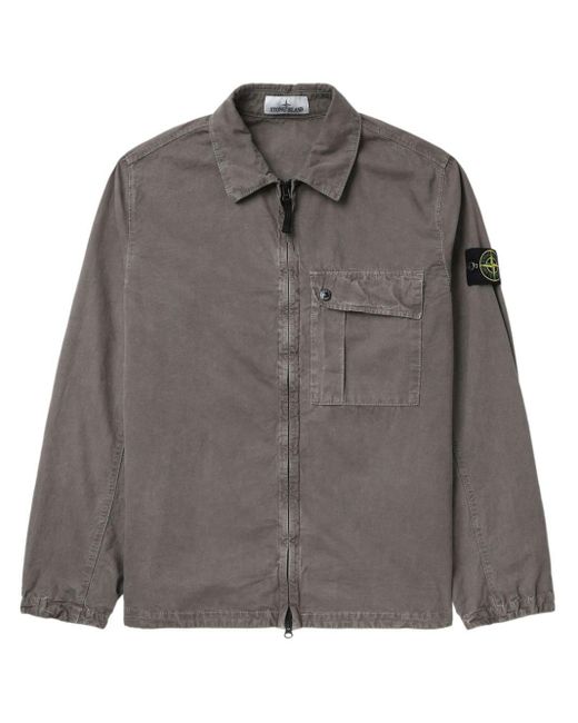 Stone Island Gray Compass-badge Organic-cotton Overshirt for men