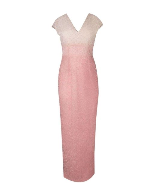 Pamella Roland Pink Gradient-effect Sequinned Gown