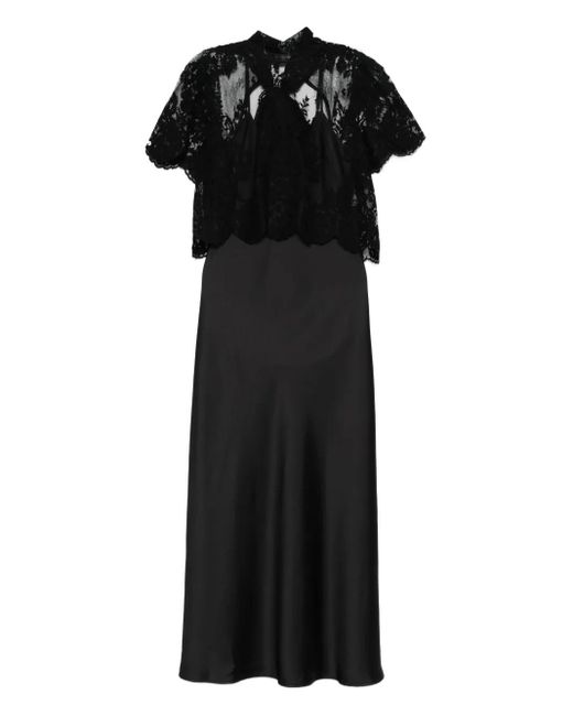 Imperial Lace-Overlay Slip Midi Dress in Black | Lyst Australia