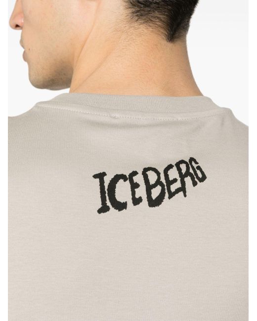 Iceberg Blue Cartoon-print Cotton T-shirt for men