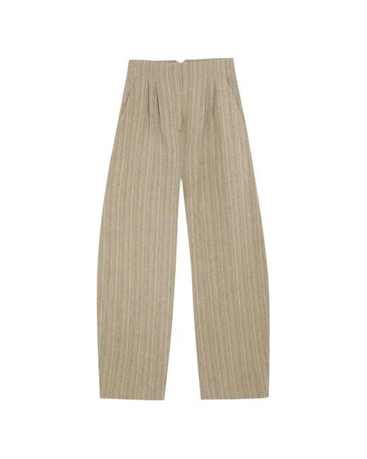 Cortana White Camila Linen Straight-Leg Trousers
