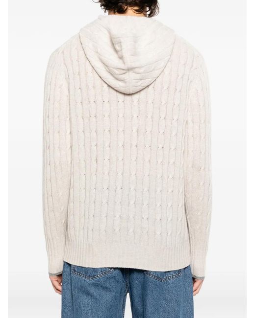 Felpa Con Cappuccio Fitzrovia di N.Peal Cashmere in White da Uomo