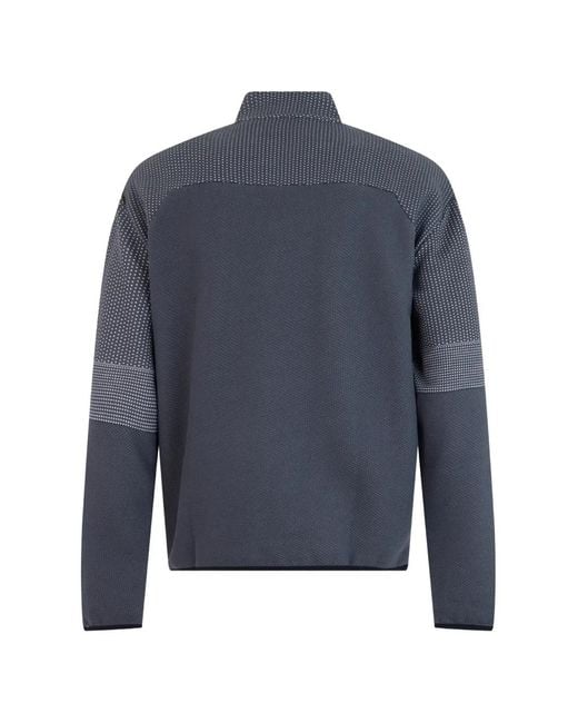Boss Blue Geometric-Pattern Quarter-Zip Sweater for men