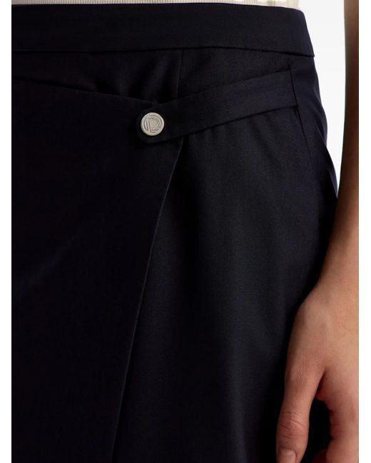 12 STOREEZ Blue Asymmetric Faux-Wrap Midi Skirt