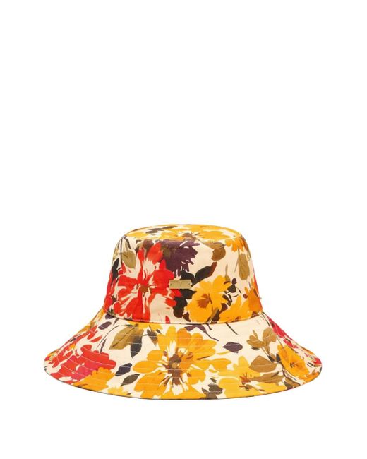 AMI Orange Floral-Print Bucket Hat
