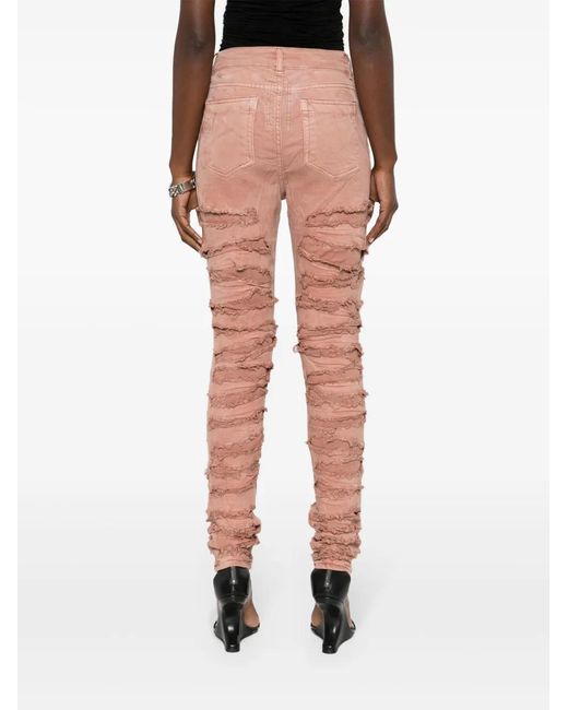 Rick Owens Pink Detroit Cut Skinny Jeans