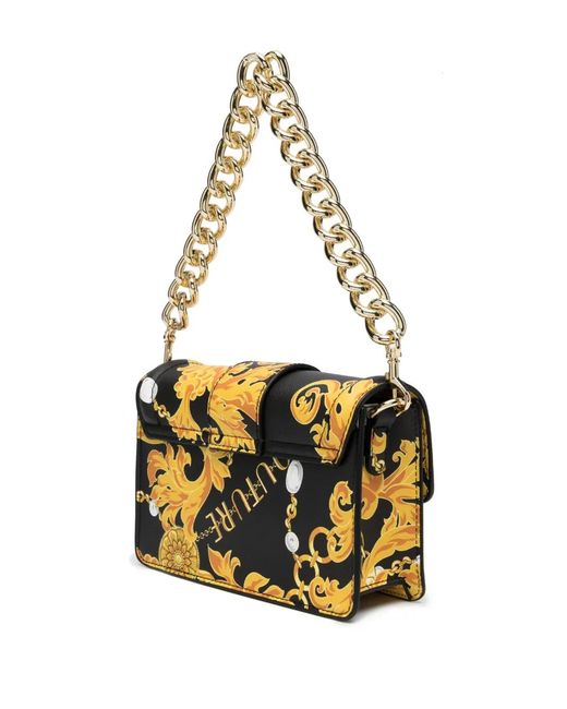 Versace Jeans Couture Metallic Chain Couture Faux-Leather Crossbody Bag