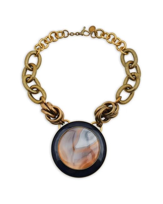 Anton Heunis White Collier À Pendentif En Agate Et Chaîne Épaisse