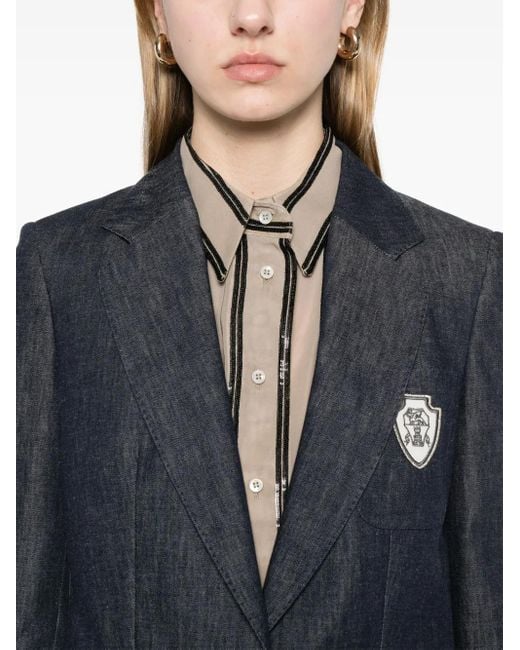 Brunello Cucinelli Chambray Blazer in het Blue
