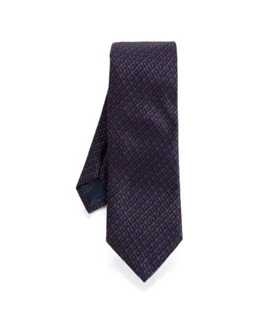 Ferragamo Blue Geometric-Pattern Silk Tie for men