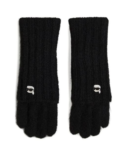 Karl Lagerfeld Black Ikon Pin Knitted Gloves