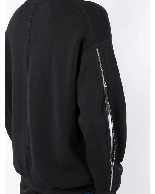 3.1 Phillip Lim Black Crewneck Zip-Sleeve Jumper for men