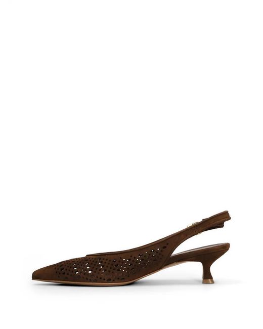 BIANCADI Brown Perforated Slingback Pumps