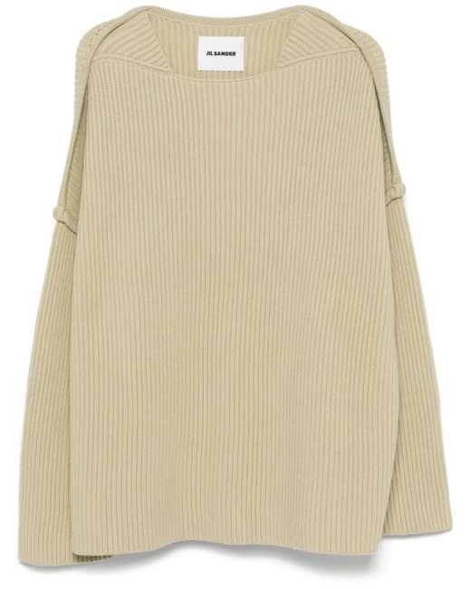 Jil Sander Natural Ribbed Sweater for men