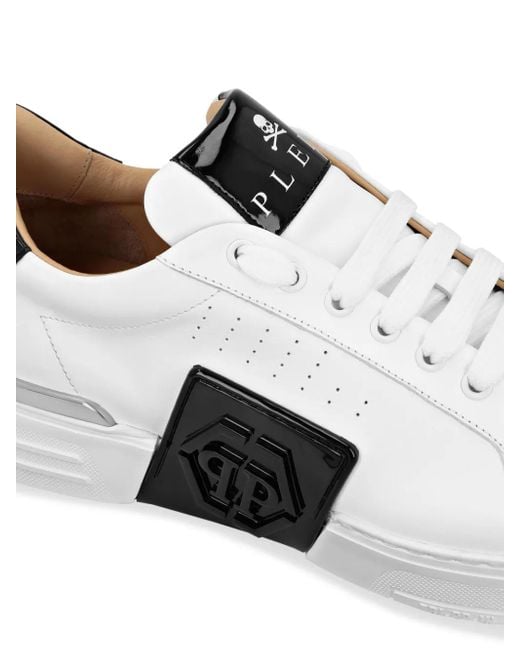 Philipp Plein White Lo-Top Leather Sneakers Phantom Kick