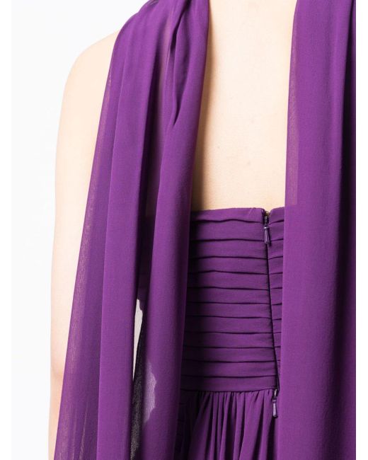 Elie Saab Purple Draped-design Silk Blend Dress