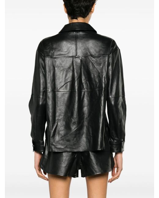 Maje Black Panelled Leather Shirt