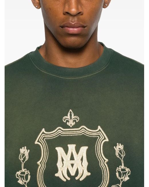 Amiri Green Crest-Embroidered Sweatshirt for men