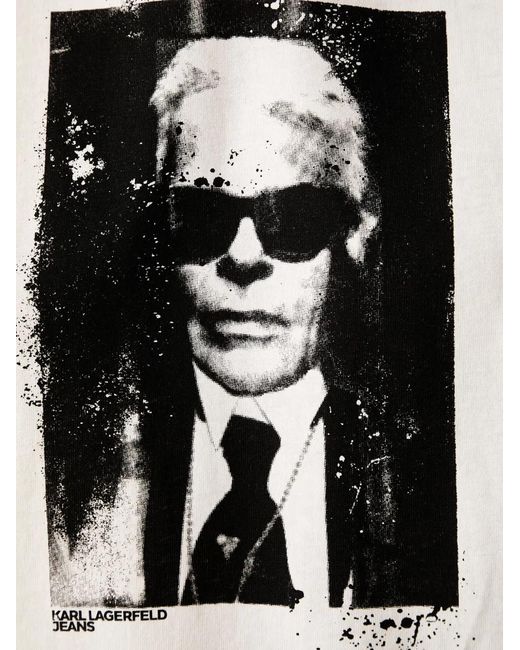 Karl Lagerfeld White Karl Portrait Graphic-Print T-Shirt