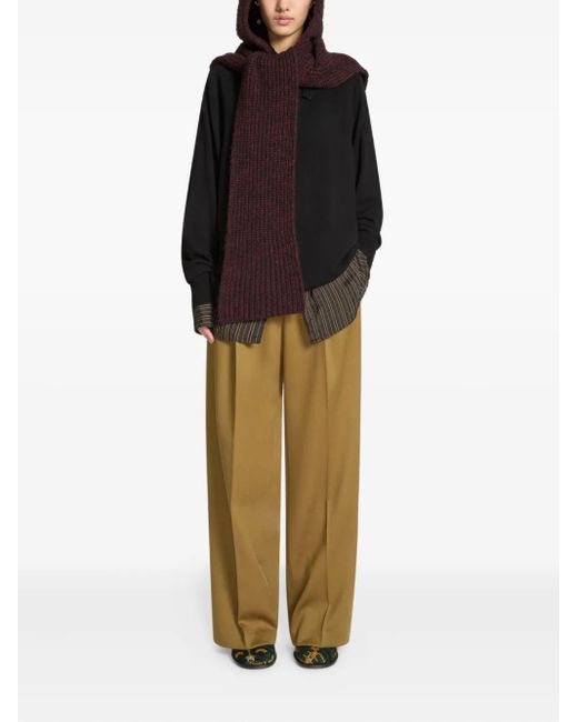 Dries Van Noten Purple Hooded-Ribbed Scarf