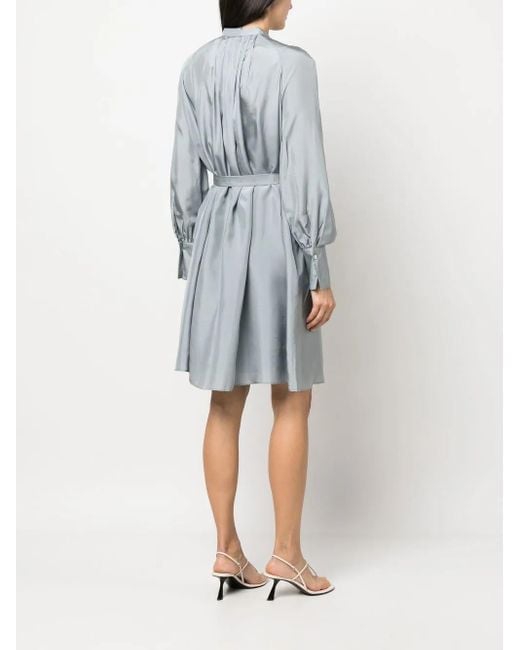 Joseph Blue Long-Sleeve Silk Dress