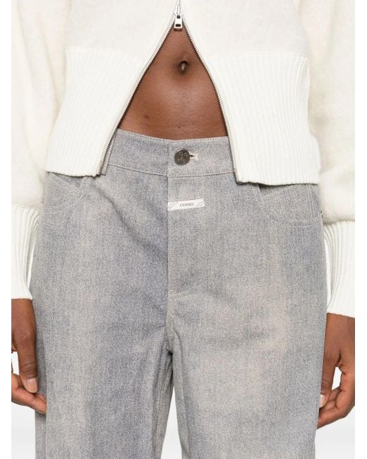 Closed Gray Straight-Leg Trousers