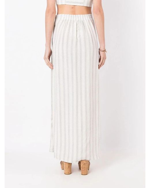 Amir Slama White Stripe-Print Maxi Skirt