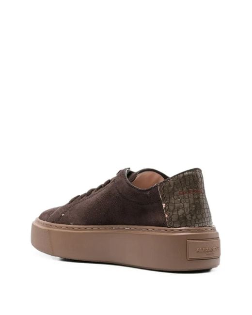 Alexander Smith Brown Croc-Effect Platform Sneakers