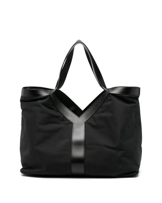 Saint Laurent Black Leather-Trim Tote Bag for men