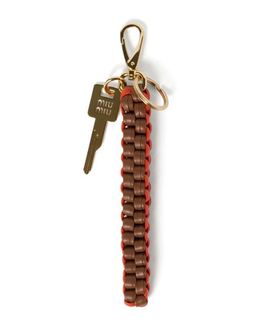 Miu Miu White Leather Keychain