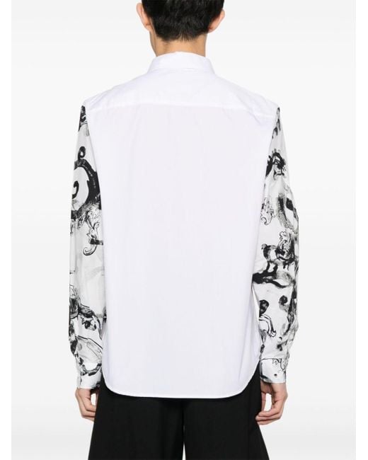 Camicia con stampa Watercolour Couture di Versace in White da Uomo