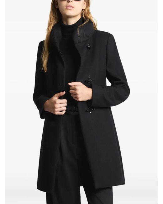 Fay Black Toggle-Fastening High-Neck Coat
