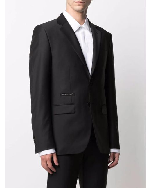 Philipp Plein Black Crystal Skull Single-Breasted Blazer for men