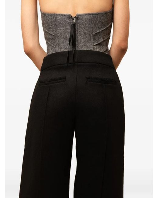 Contessa Mills Black Salem Frayed-Hem Trousers