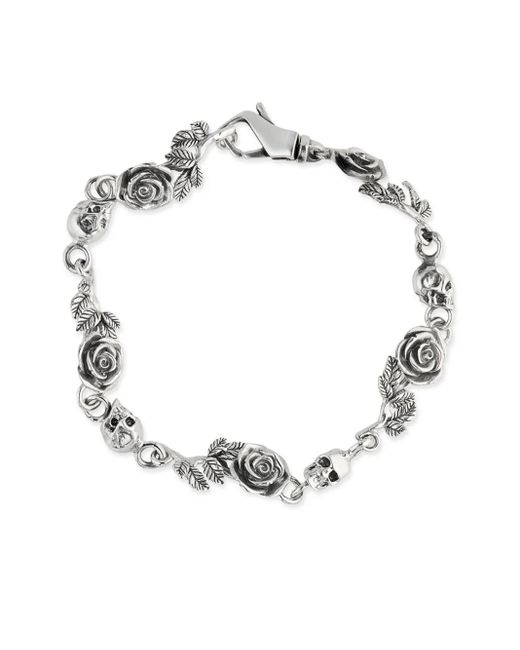 Emanuele Bicocchi Rose & Skull ブレスレット Metallic