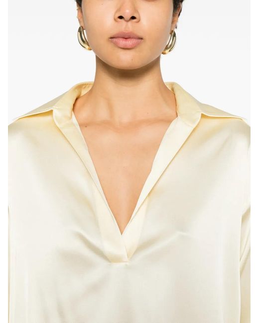 Tom Ford White Cream V-Neck Silk Top